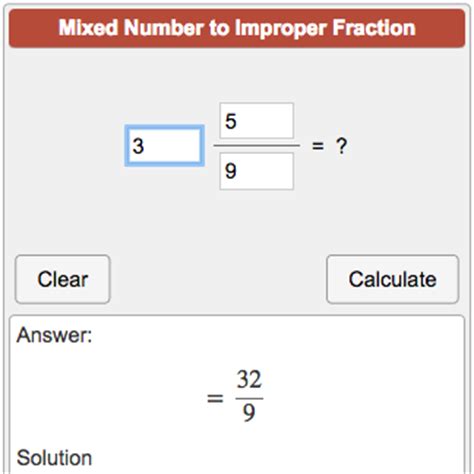 mixed number improper fraction calculator pdf manual